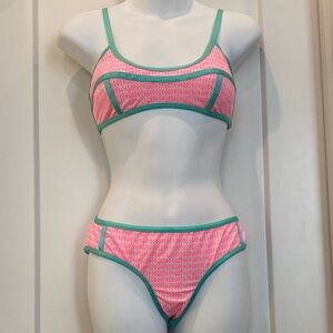 Victorias Secret Swim Pink and Green Geometric Bikini Cheeky Bottom Mixed Sizes